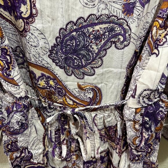 Band Of The Free Size S Lyonnette Paisley Cream Purple Boho Mini Dress NWT - Picture 8 of 8